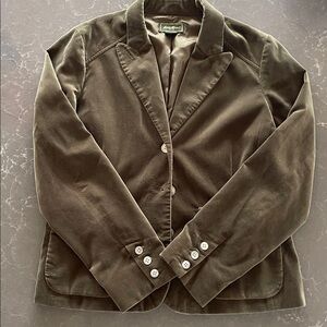 Eddie Bauer Dark Olive Green Velvet Women's Blazer- 14